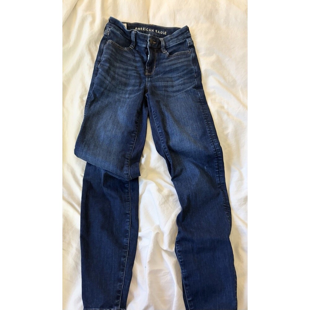 American Eagle Next Level Stretch High Rise Jeans Dark Wash Blue Size 000Regular